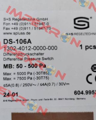 (1302-4012-0000-000) DS-106 A S+S REGELTECHNIK