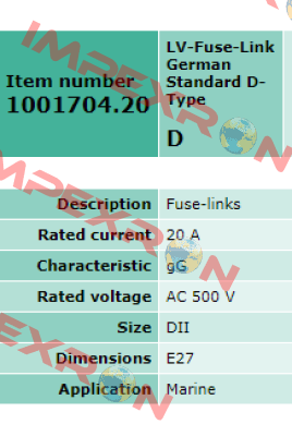 1001704.20 obsolete, replacement 1001704.20FF  Siba